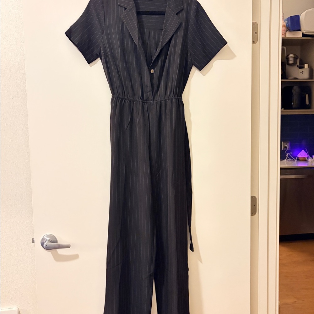 Monteau Black Pinstripe Jumpsuit